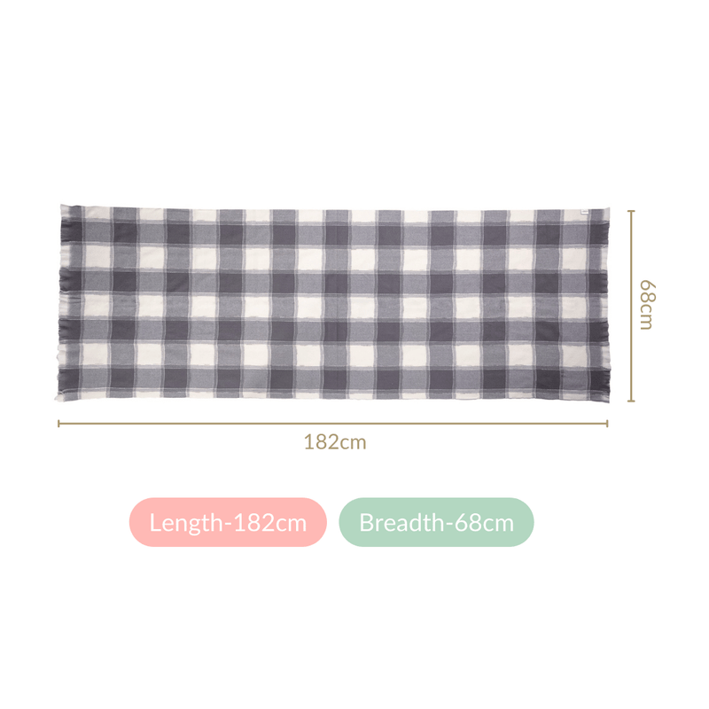 Checked Warm Winter Shawl Scarf Grey