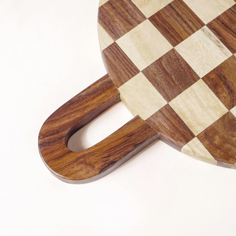 Checkered Indian Rosewood Cheese Platter 30cm
