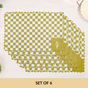 Checkered Embroidered Cotton Table Mat Green Set Of 6