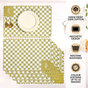 Checkered Embroidered Cotton Table Mat Green Set Of 6
