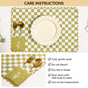 Checkered Embroidered Cotton Table Mat Green Set Of 6