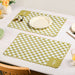 Checkered Embroidered Cotton Table Mat Green Set Of 6