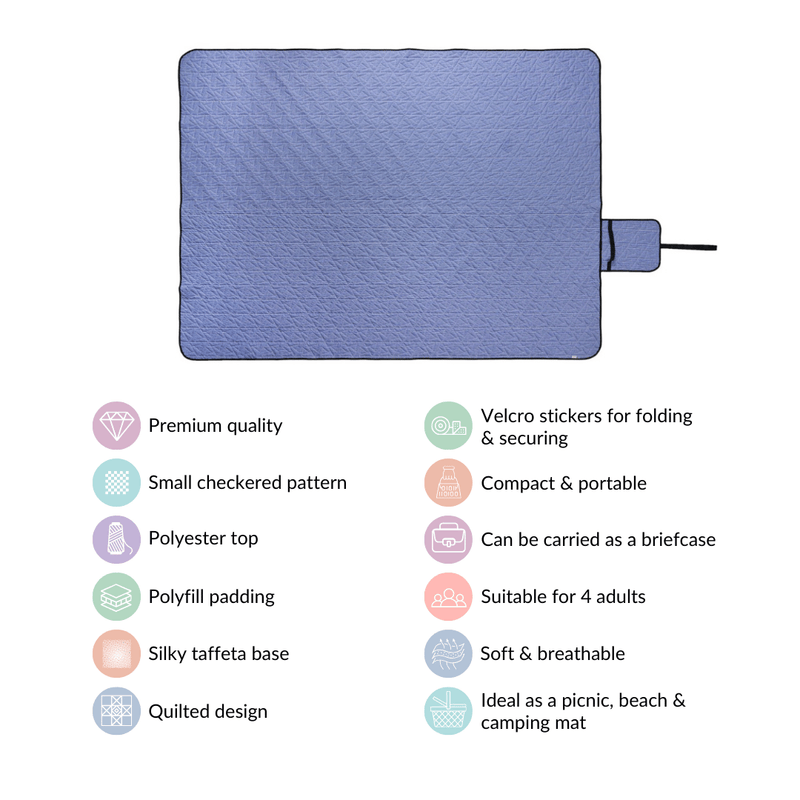 Quilted Briefcase Picnic Mat 84x60 Inch