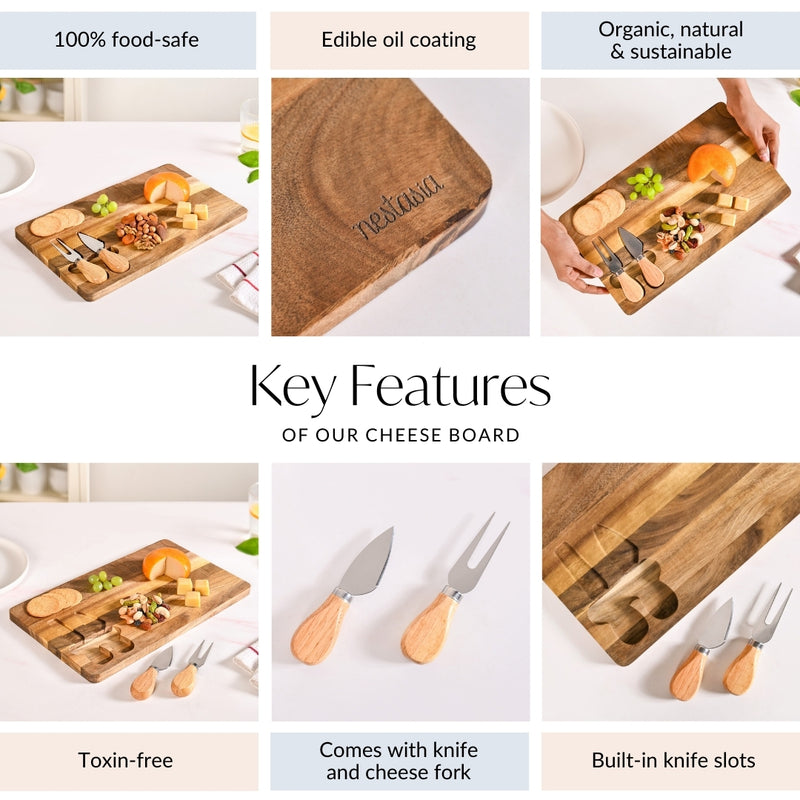 Cheese Board With Knife And Fork Set Of 3