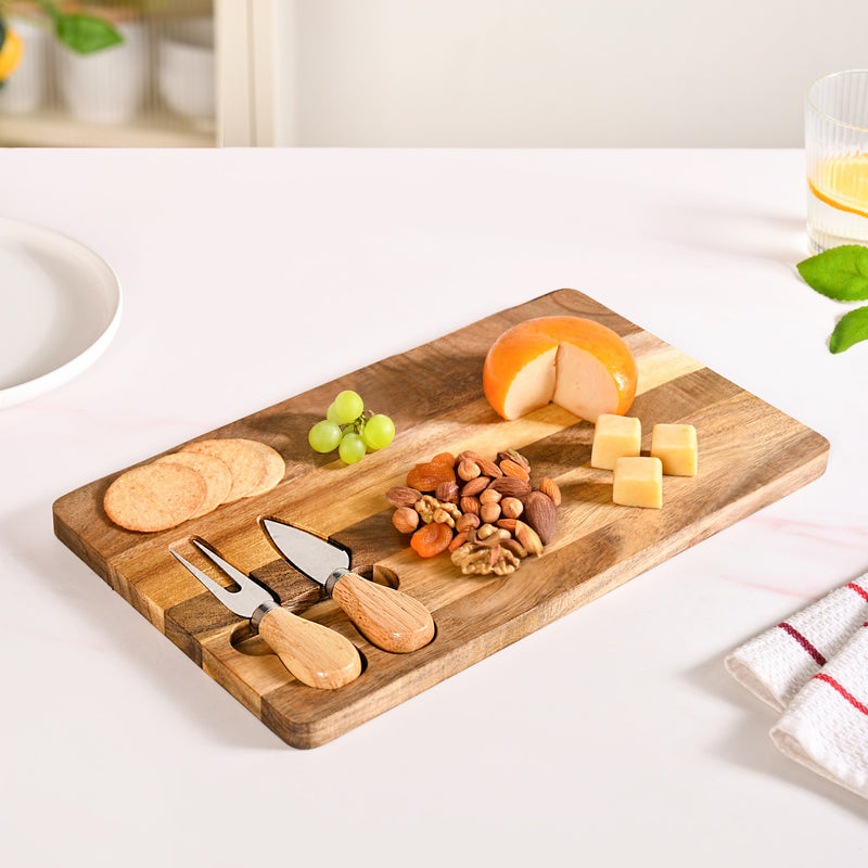 Cheese Board With Knife And Fork Set Of 3