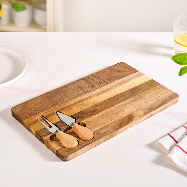 Cheese Board With Knife And Fork Set Of 3