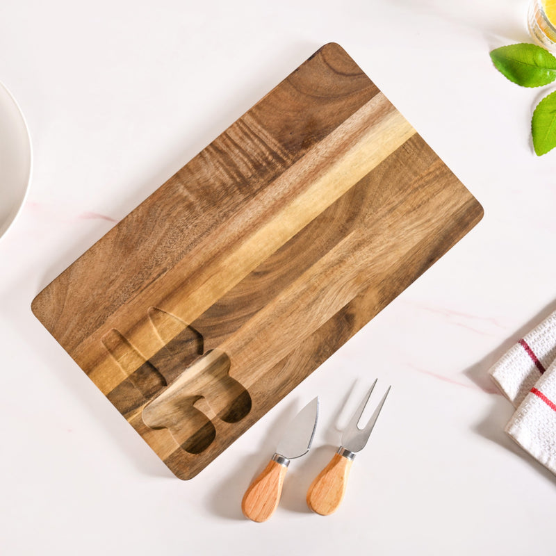 Cheese Board With Knife And Fork Set Of 3