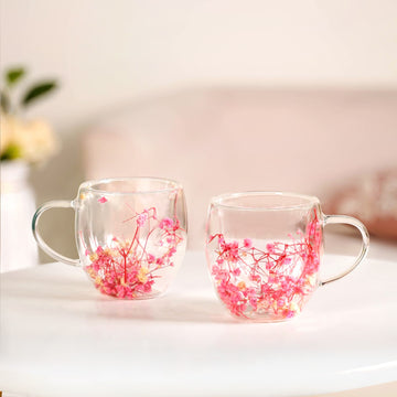 Cherry Blossom Double Walled Coffee Mug Set Of 2 250ml