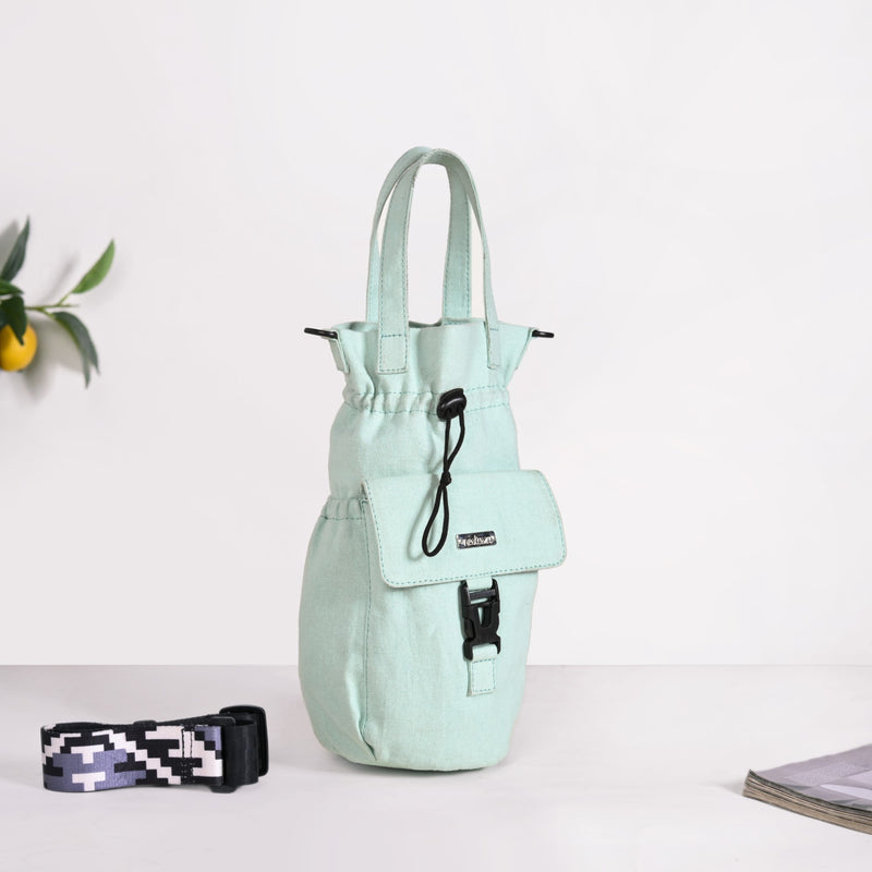 Chic Mint Drawstring Bottle Holder