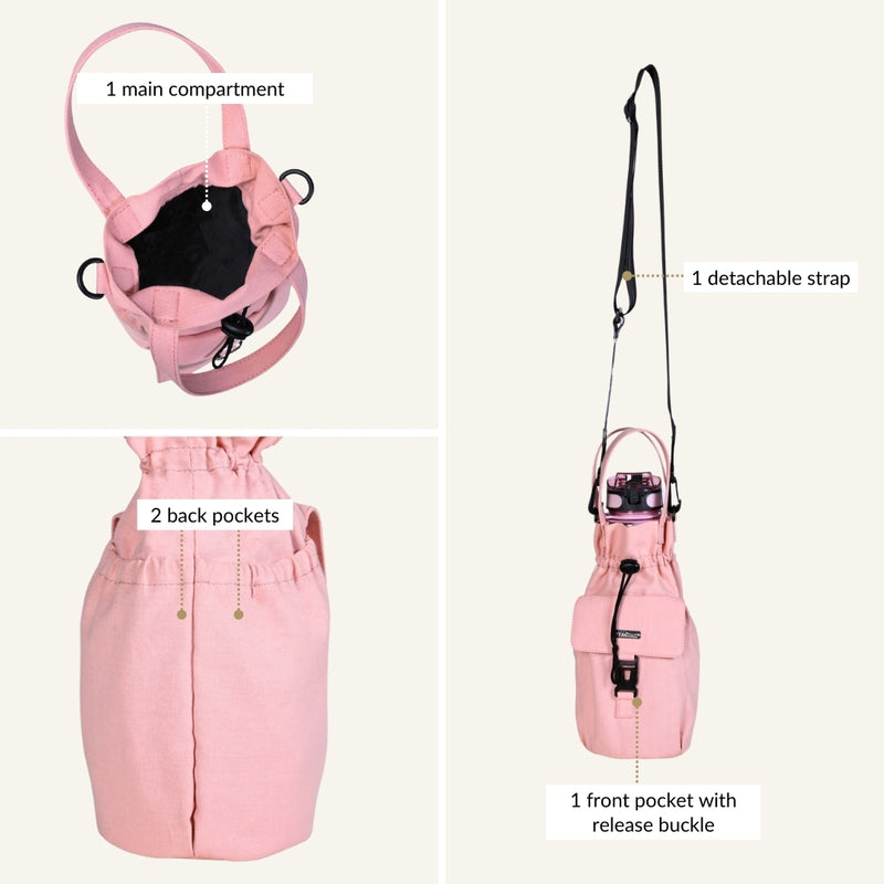 Chic Pink Drawstring Bottle Holder