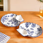 Chinoiserie Blue Ceramic Section Plates Set Of 2
