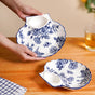 Chinoiserie Blue Ceramic Section Plates Set Of 2