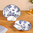 Chinoiserie Blue Ceramic Section Plates Set Of 2