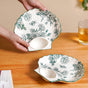 Chinoiserie Green Ceramic Section Plates Set Of 2