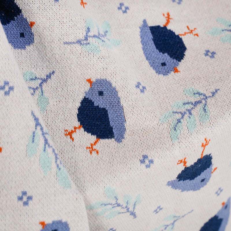 Chirpy Bluebear Knitted Cotton Throw For Toddlers