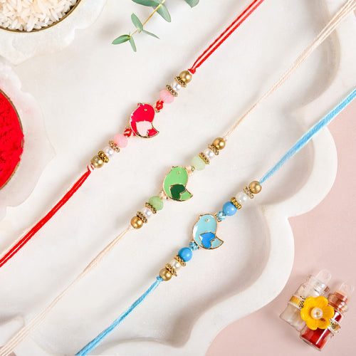 Chirpy Charm Trio Rakhi Gift Set
