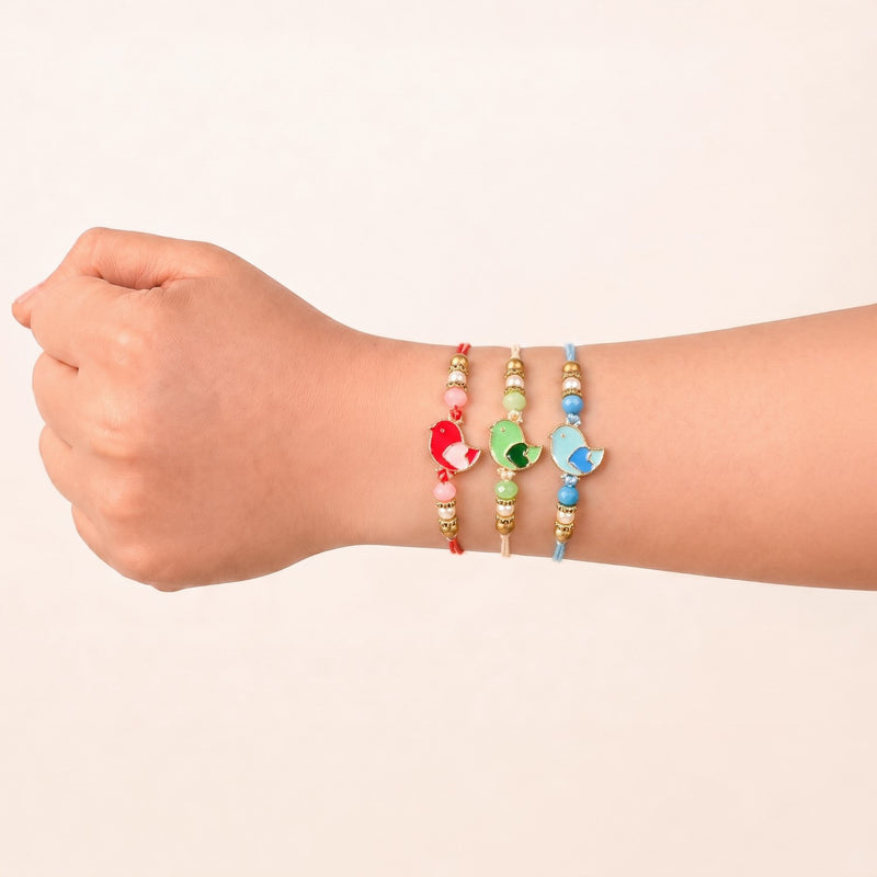 Chirpy Charm Trio Rakhi Gift Set