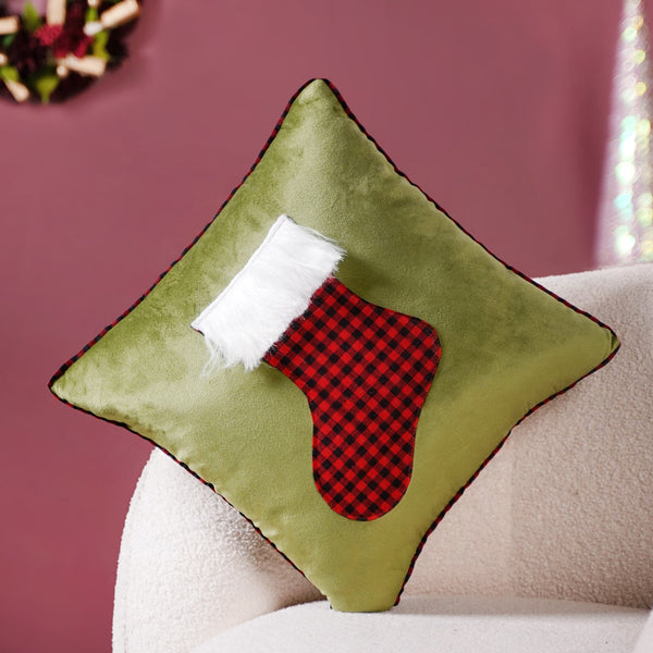 Christmas Stocking Velvet Cushion Cover 40x40cm