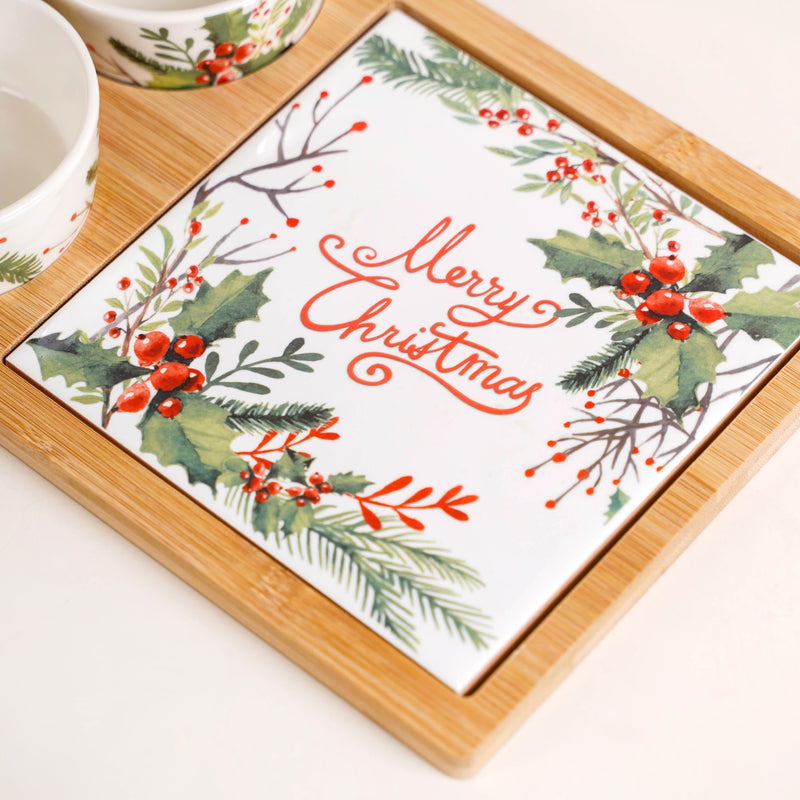 Christmas Themed Bowls And Platter Set Of 4