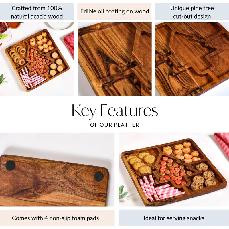 Christmas Tree Acacia Wood Serving Platter