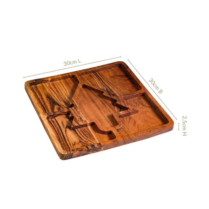 Christmas Tree Acacia Wood Serving Platter