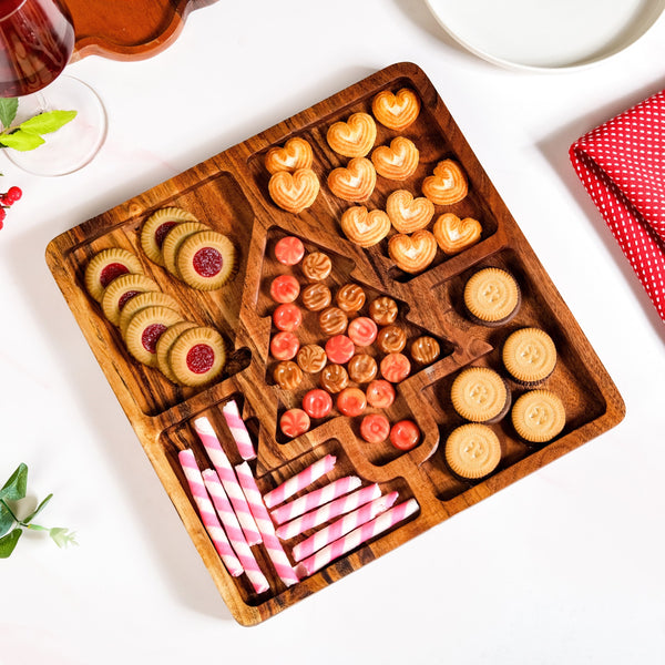 Christmas Tree Acacia Wood Serving Platter