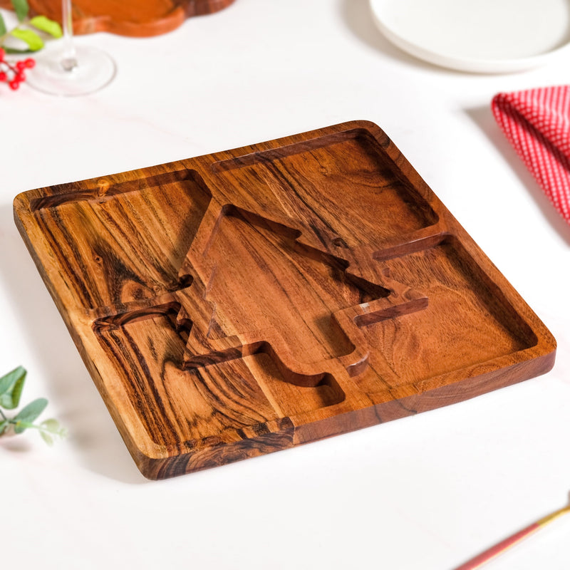 Christmas Tree Acacia Wood Serving Platter