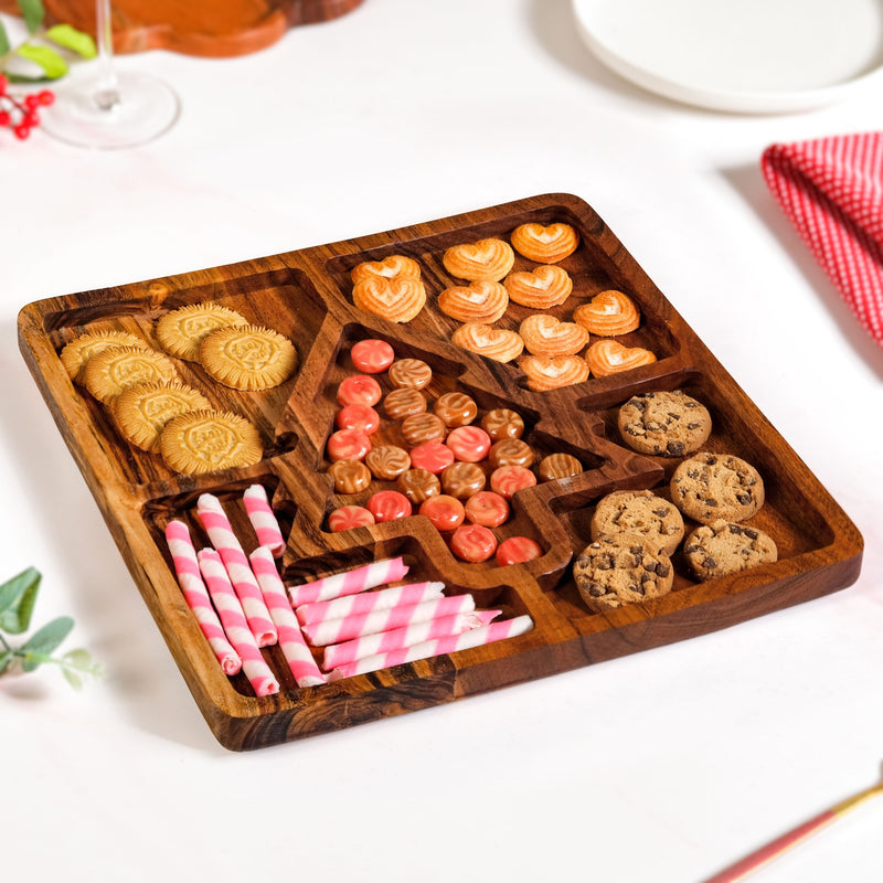 Christmas Tree Acacia Wood Serving Platter