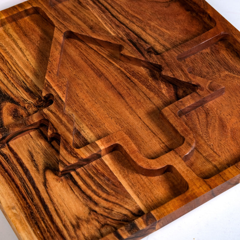 Christmas Tree Acacia Wood Serving Platter