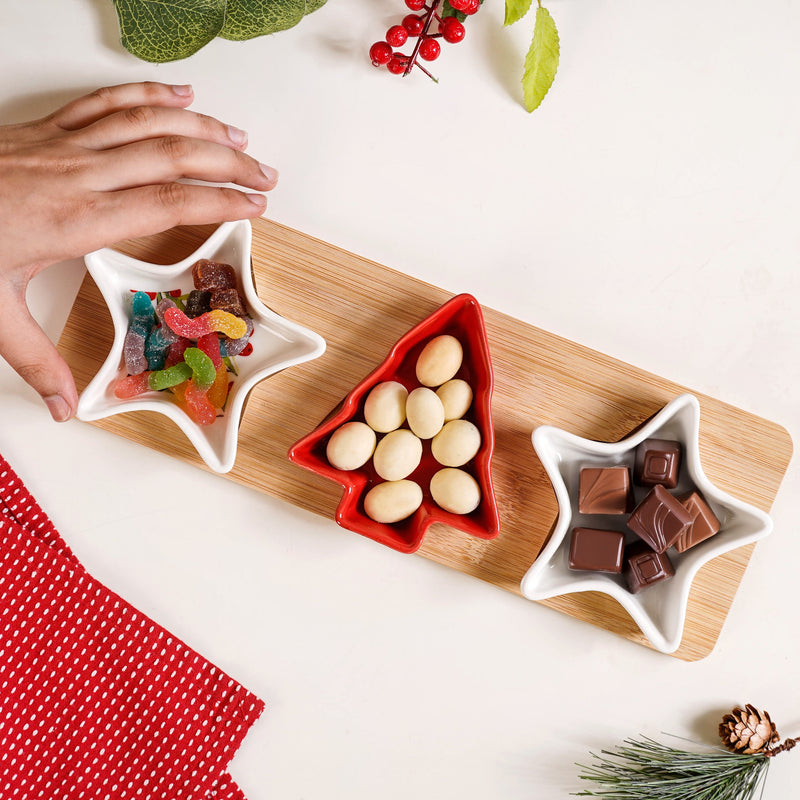 Christmas Tree And Star Platter Set Of 4
