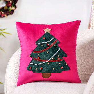 Christmas Tree Velvet Cushion Cover 40x40cm