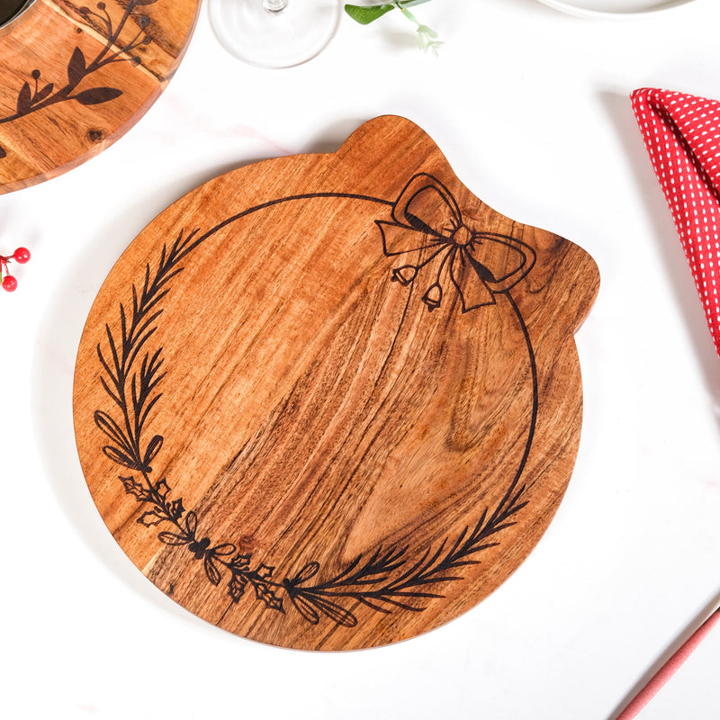 Christmas Wreath Acacia Serving Platter