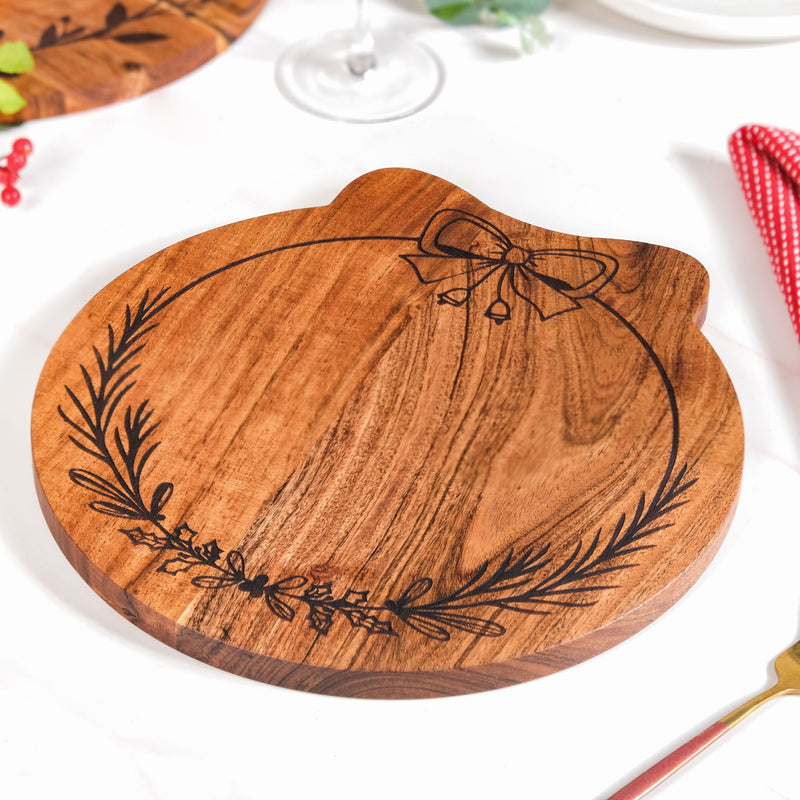 Christmas Wreath Acacia Serving Platter
