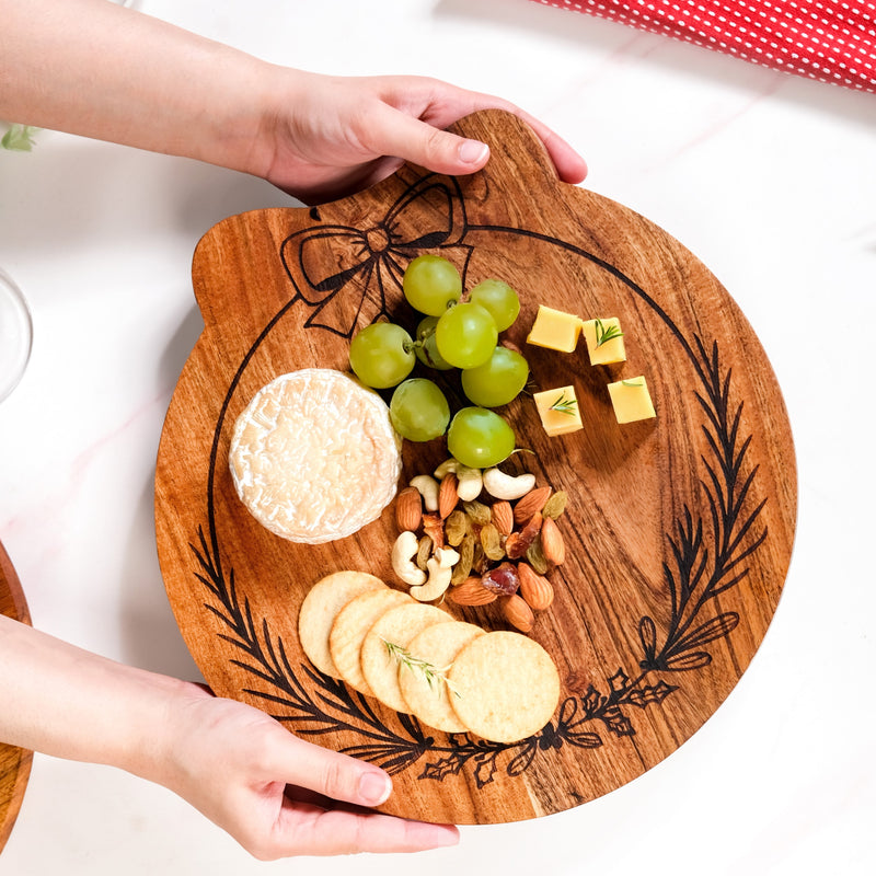 Christmas Wreath Acacia Serving Platter