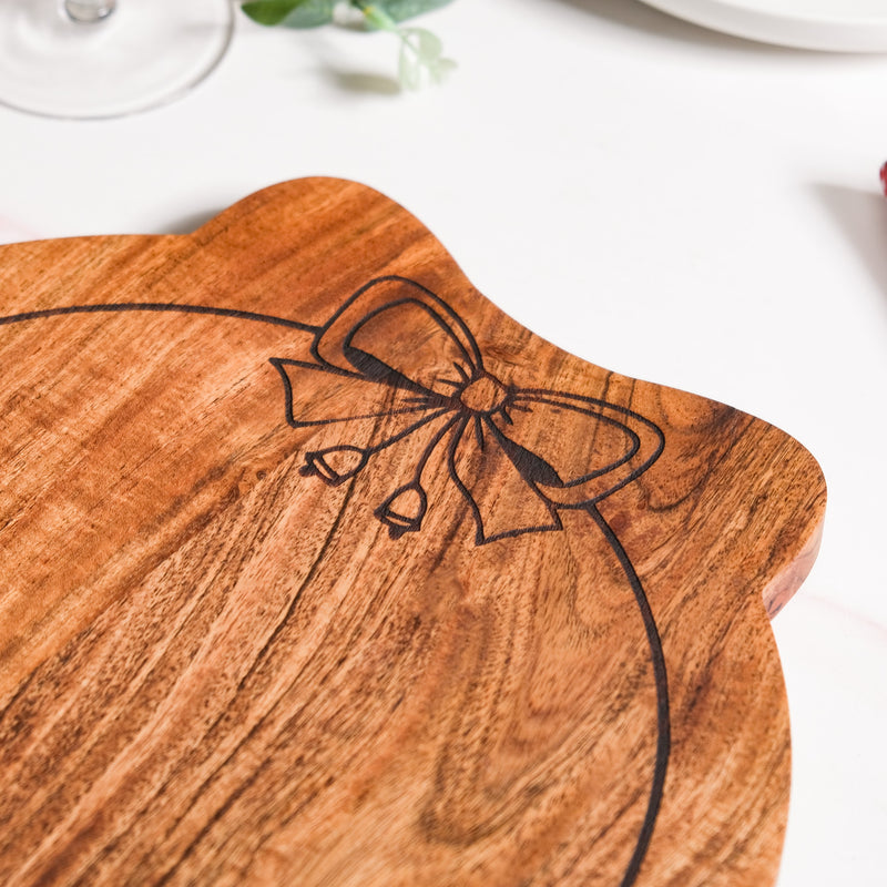 Christmas Wreath Acacia Serving Platter