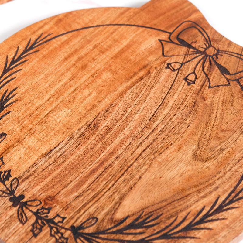 Christmas Wreath Acacia Serving Platter