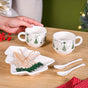 Christmas Cups With Spoon And Platter Set Of 6