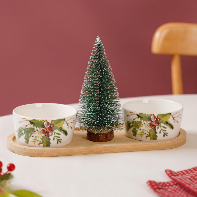 Christmas Pine Tree And Bowl Snack Platter Set