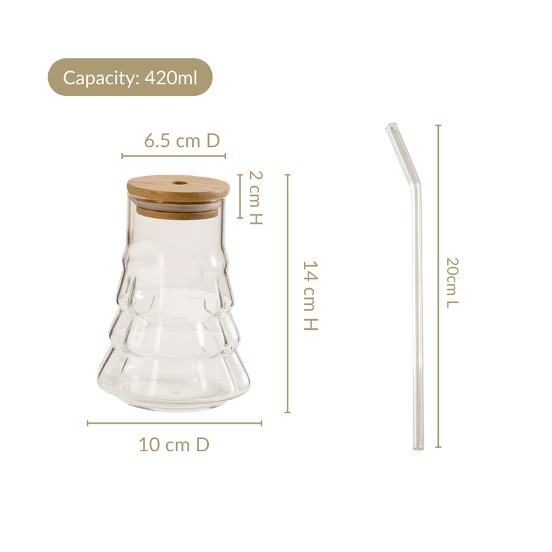 Christmas Tree Tumbler With Straw Set Of 2 420ml