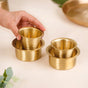 Circular Pinstriped Pure Brass Filter Coffee Dabara Set For 2