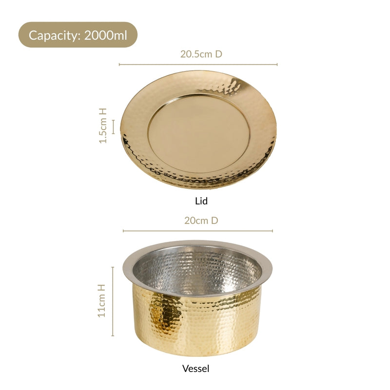 Classic Brass Patila With Lid 2000ml