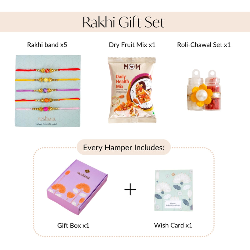 Classic Colour Set Of 5 Rakhi For Brother