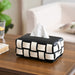 Classic Vegan Leather Tissue Box Black And White