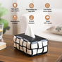 Classic Vegan Leather Tissue Box Black And White
