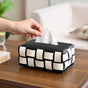 Classic Vegan Leather Tissue Box Black And White