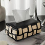Classic Vegan Leather Tissue Box Black And White