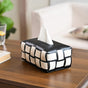 Classic Vegan Leather Tissue Box Black And White