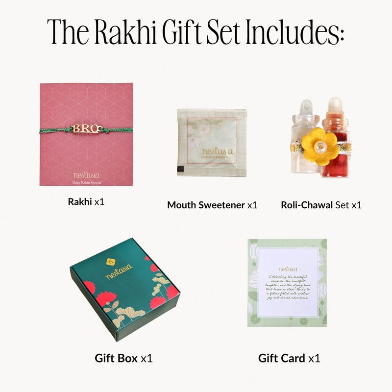 Bro Gold Finish Brass Rakhi Gift Set