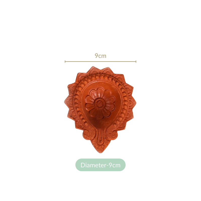 Petal Bordered Pure Terracotta Diyas Set Of 48