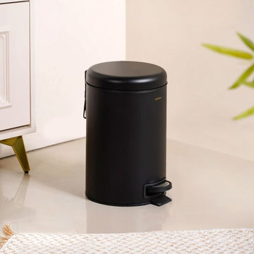 Clean Curve Metal Dustbin With Removable Bucket Black 7000ml